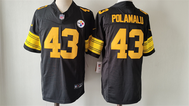 Men's Pittsburgh Steelers #43 Troy Polamalu Black 2023 F.U.S.E. Color Rush Vapor Untouchable Color Rish Football Stitched Jersey